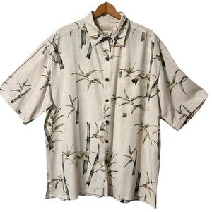 Island Republic 100% Silk Tropical Print Men's Short Sleeve Button Up Shirt XL